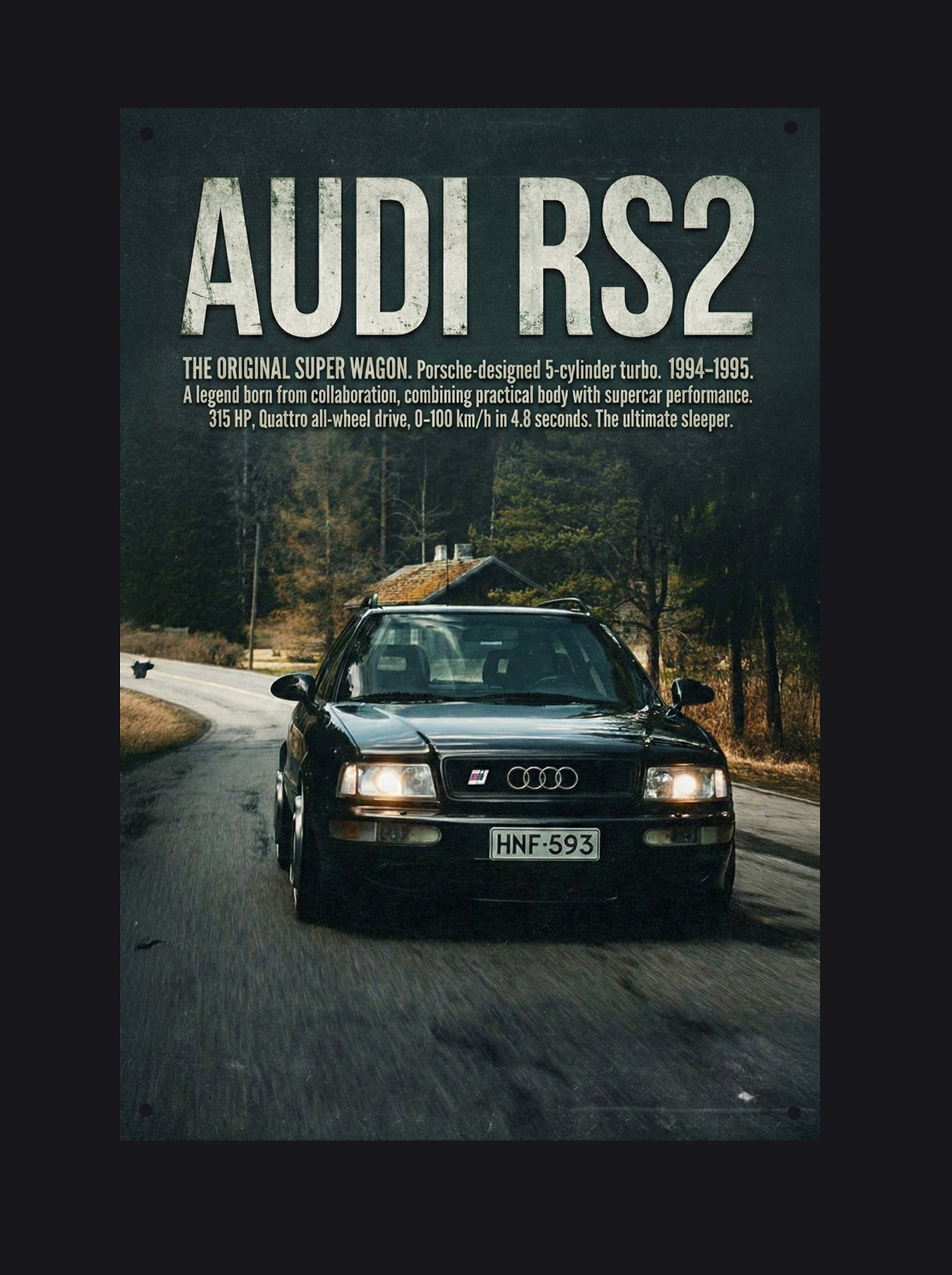 Audi RS2 Avant металевий постер