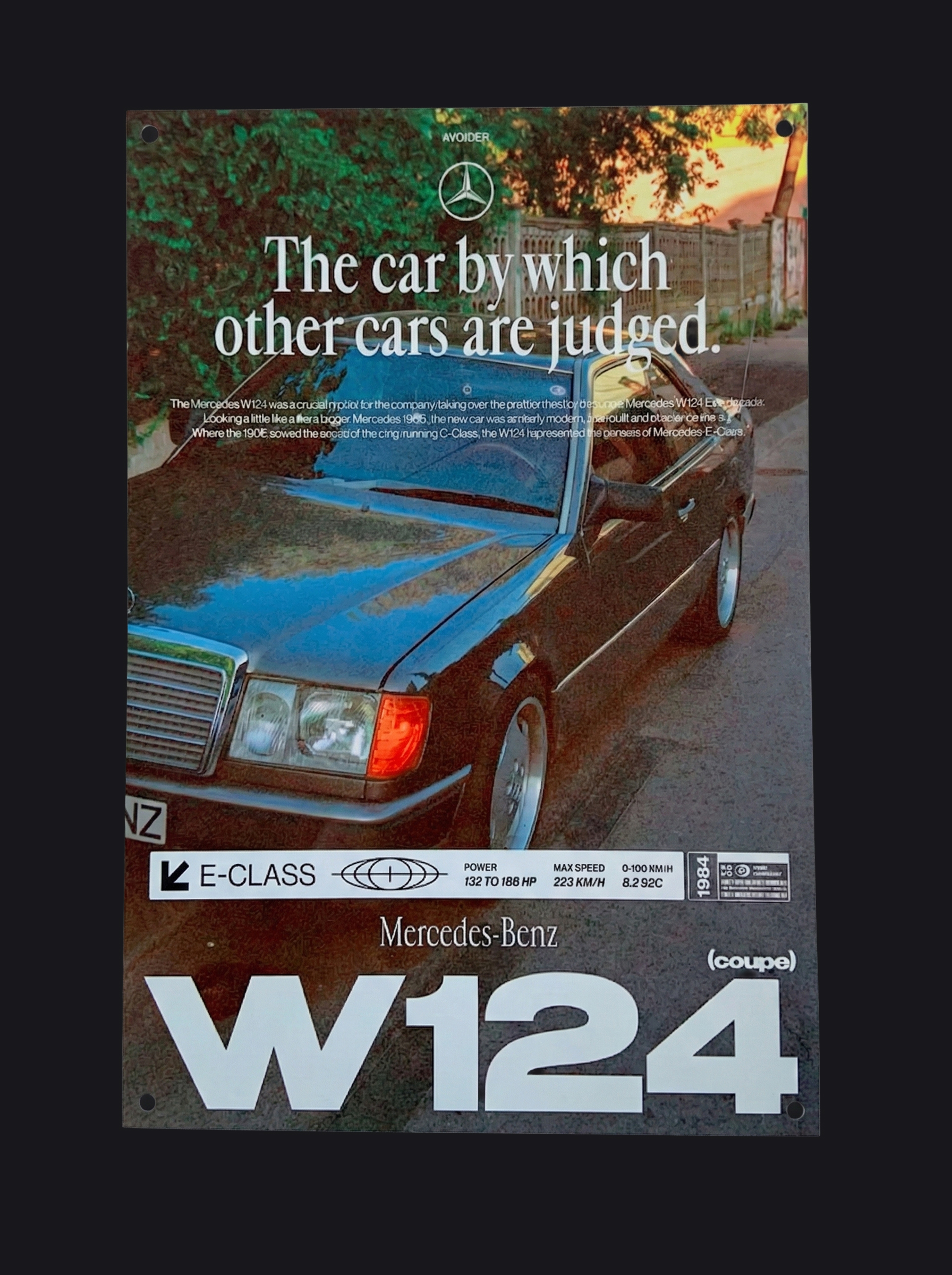 Mercedes-Benz W124 металевий постер